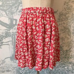 American Eagle Red Floral Print Skater Skirt (Sz. S)